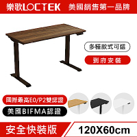 樂歌Loctek 人體工學 電動升降桌  ET119 120*60cm 深木纹桌板+黑色桌架