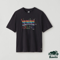 【Roots】Roots 男女共款-彩虹色系英文字母短袖T恤(黑色)