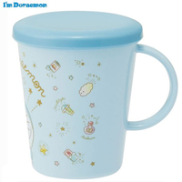小禮堂 哆啦A夢 日本製 單耳塑膠杯 附蓋260ml (藍眨眼款) 4973307-516825