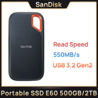 SanDisk SSD E60 500GB 2TB USB 3.2 Gen 2 Portable External SSD Solid State Drives Type C to A for PC Computer Smartphone PS5