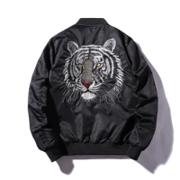 Mens Bomber Jacket Feather Embroidered tiger Flight Jackets Pilot Air Force Military Motorcycle Jacket Coat Men