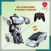 Mainan mobil remote control RC Cybertruck transform robot charge