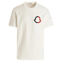 【MONCLER】新款 男款 胸前品牌刺繡LOGO 短袖T恤-米白色(S號、M號、L號、XL號)