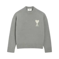 AMI Paris Ecru Ami De Coeur Pullover Grey M Grey
