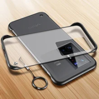Frameless Ring Phone Case For Vivo X60 X70 X80 X90 Pro Plus iQOO 7 8 9 10 11 Pro Z5 Neo 7 SE Matte PC Cover Hard Case Coque