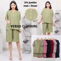Vergo - ONE SET LINEN Jumbo / Setelan baju tidur wanita jumbo xxl