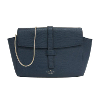 【KATE SPADE】Kate Spade 展示品 RIVERSIDE STREET銀字防刮牛皮斜背包(深藍)