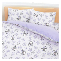 【享夢城堡】雙人加大床包兩用被套四件組(三麗鷗酷洛米Kuromi 小小花卉-紫)