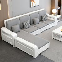 白色實木沙發現代簡約冬夏兩用高箱儲物經濟型客廳高靠款轉角沙發
