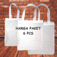 [HARGA PAKET ISI 6 PCS] Tas Totebag blacu putih polos bisa untuk ecoprint dan disublime