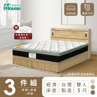 【IHouse】品田 房間3件組 雙人5尺(床頭箱+床底+床墊)
