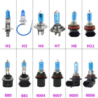 2PCS H4 H7 H1 H3 H11 100W 5000K Halogen Car Headlight Bulb White 12V xenon Blue Glass Lamp HB3 9005 9006 HB4 Headlight Bulbs
