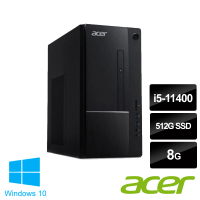 【Acer 宏碁】Aspire TC-1650 i5 六核電腦(i5-11400/8G/512G PCIe SSD/Win10)