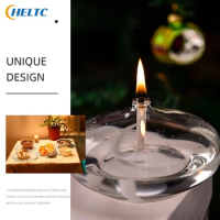 Handmade Oblate Transparent Glass Candlestick Oil Lamp With Wick Dinner Table Candle Rustic Christma Home Decoration No Lamp Oil