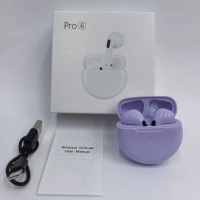 Tai nghe Bluetooth Pro 6 không dây nhét tai, chơi game thể thao, TWS, thời lượng pin dài, dung lượng