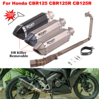 Motorcycle Exhaust Modified Full System Link Pipe Muffler Moto Escape DB Killer Slip On For Honda CBR125 CBR125R CB125R CBR 125