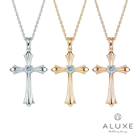 ALUXE 亞立詩 18K金 鑽石項鍊 忠誠之印 十字架 NN0960