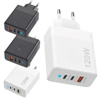 120W GaN USB C Charger QC3.0 Quick Charge Mobile Phones Charger Adapter Dual Type C USB Wall Charger Adaptor For Xiaomi Samsungs