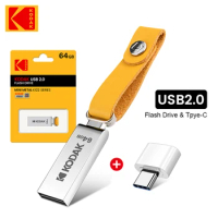 KODAK K122 Metal USB Flash Drive 128GB 64GB 32GB Memory stick pen drive USB2.0 pendrive Disk U Disk memoria Type-C adapter