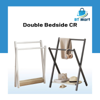 Double Layer Floor-Standing Coat Rack Bedroom Coat Rack Bedside Coat Clothes Hanging Rack Bag Storag