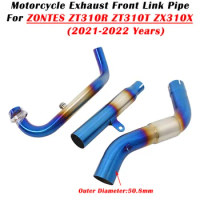 Slip On For ZONTES ZT310R ZT310T ZX310X 2021 2022 Motorcycle Exhaust Escape System Modified Muffler 51mm Front Middle Link Pipe