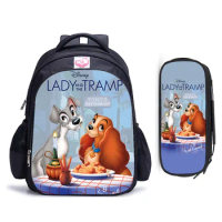 16 Inch Disney Lady and the Tramp Backpack Boy Girl School Shoulder Bag Student Children School Bags College Rucksack Mochila