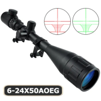 AOE 6-24X50 Optical Scope Sniper Airsoft Air Gun Telescopic Sight Collimator for Hunting Rifle Scope Tactical Accessory