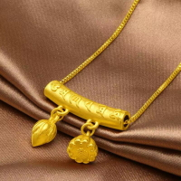 越南沙金六字真言兩世歡項鏈吊墜黃銅鍍金蓮蓬彎管手鏈配件