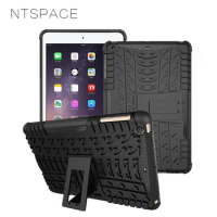 NTSPASE Luxury Tire Dual Layer Silicone Shockproof Cover for Apple iPad Pro 9.7 inch 2017 Heavy Duty Armor Stand Holder Case