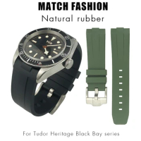 Rubber Watchband 23mm 22mm 24mm Watch Strap Fit for Tudor Heritage Black Bay Bronze Pelagos Black Red Waterproof Sport Bracelets