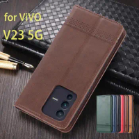 Deluxe Magnetic Adsorption Leather Case for Vivo V23 / Vivo V23 5G Flip Cover Protective Fitted Case Fundas Coque Business