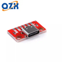 5pcs/lot TYPE-C female head and socket test board USB3.1 16P to 2.54 high current power adapter board module