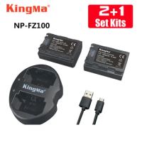 KingMa 2pcs NP-FZ100 Battery+np fz100 Dual Batteries charger for SONY ILCE-9 A7m3 a7r3 A9 7RM3 BC-QZ1 micro single camera