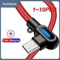 1~10PCS 90 Degree Type C Micro USB Cable Support 2.4A Fast Charge 1M 2M for 12 11 USB Type C Microusb Cord