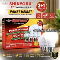 SHINYOKU lampu LED paket hemat COMBO Series isi 4 PC 5W 8W 10W 15W cahaya putih 6500K E27