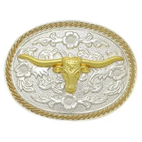 Oval Western Cowboy Rodeo Gold Bull Head Men Belt Buckles 40mm Metal Hebilla Cinturon Hombre Brand Design Dropshipping