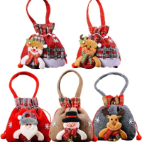 Christmas Gift Santa Snowman Doll Bag,Christmas Gift Bags with Drawstring,Reusable Christmas Party Candy Apple Kids Gift Bags