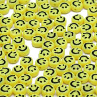 100-500pcs 4x7mm Yellow Round Flat Acrylic Beads With Smiling Loose Spacer Beads For Jewelry Making Diy Handmade Charms Bracelet