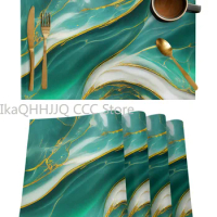 Marble Texture Green Placemat for Dining Table Tableware Mats Kitchen Dish Mat Pad Counter Top Mat Home Decoration