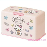 asdfkitty可愛家☆KITTY抱泰迪熊粉紅色口罩收納盒-約可收納60個紙口罩-日本正版商品