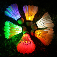 晚上發光的羽毛球耐打防風抗風兒童成人塑料室戶外鵝毛重頭帶燈