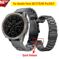 For Garmin Fenix 7 7S 7X 6 6X Pro 6S 5 5S 5X Plus 3HR 20 22 26mm Stainless Steel Strap Watch Wrist Band QuickFit Bracelet Correa