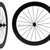 Brand New - Full Carbon Glossy Clincher Rim Wheelset Road Bike 700C Bicycle Wheel 60mm