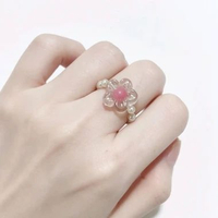 Cincin Manik Bunga Daisy / Cincin Manik ala Korea / Cincin Kpop Viral Murah Kekinian Bisa COD Hotpin