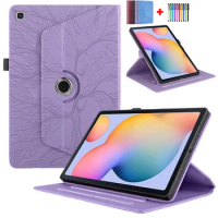 Embossed 3D Tree Coque For Samsung Galaxy Tab S6 Lite 2022 2020 10.4 inch Cover PU Stand Shell For Samsung Tab S6 Lite Case +Pen