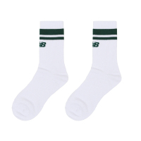 【NEW BALANCE】長襪 Logo Crew Socks 白 綠 休閒襪 條紋 中筒襪 襪子 NB(LAS32161GT)