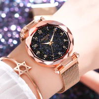 Stainless Non-mechanical Quartz Watch Versatile New Minimalist Starry Sky Style Magnetic Buckle Watches Luxury Wrist Watch