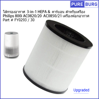 Philips 800i AC0820/20 AC0850/21 เครื่องฟอกอากาศ # FY0293 30ไส้กรองอากาศ 3-in-1 HEPA & คาร์บอน