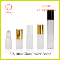 10/20/50/100pcs 3ml Glass Vials Clear Glass Roller Bottle Frosted Glass Essential Oil Refill Bottles 5ml 10ml Serum Bottle LD001