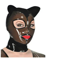 Latex Mask Rubber Unisex Hood Cosplay Cat Woman Back Zipper Rubber Fetish Cosplay Mask Latex Headgear Customized